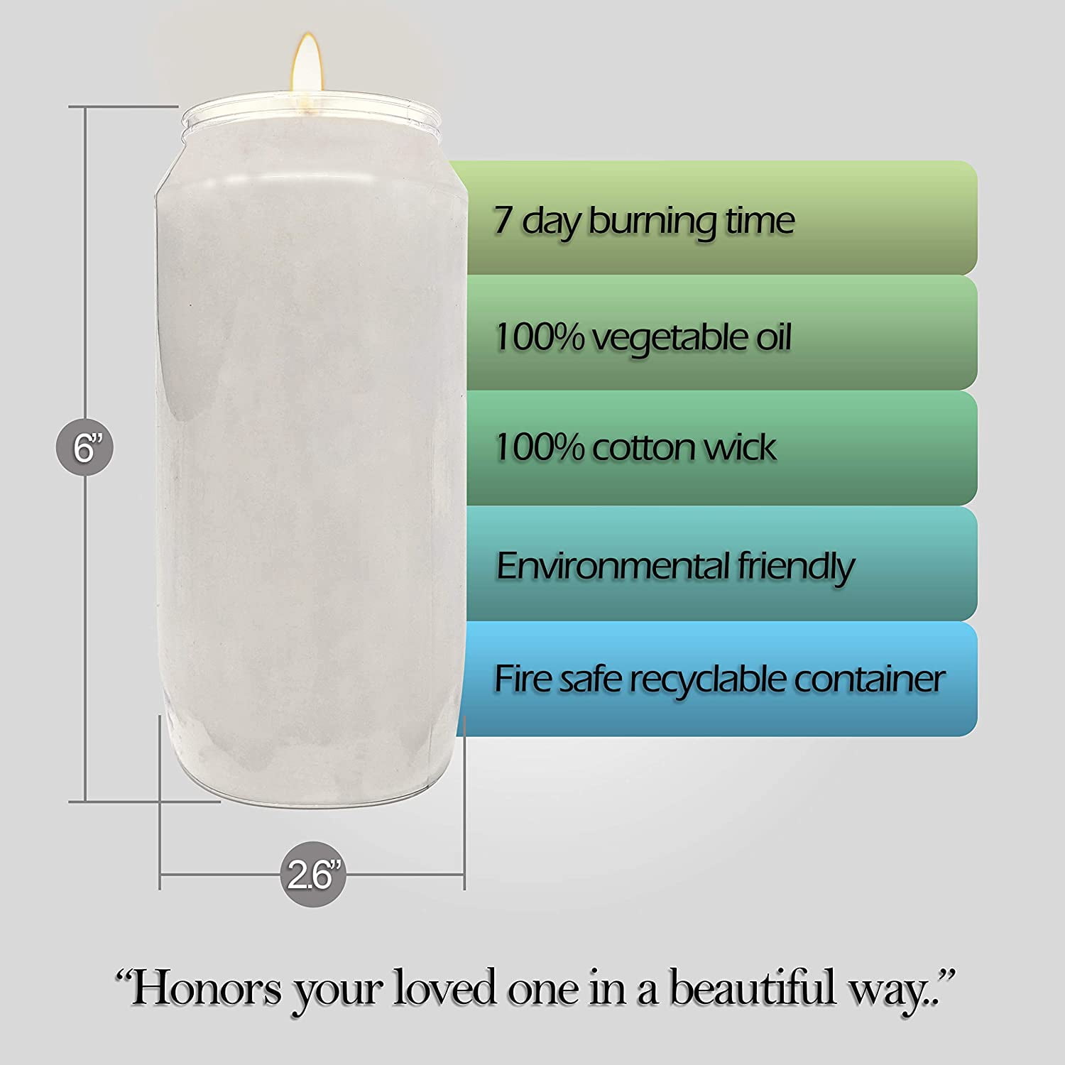 Hyoola 6" Tall White Prayer Candles, 7 Day Long Burning Memorial, Religious Vigil Candle in Plastic Jar, 20-Pack