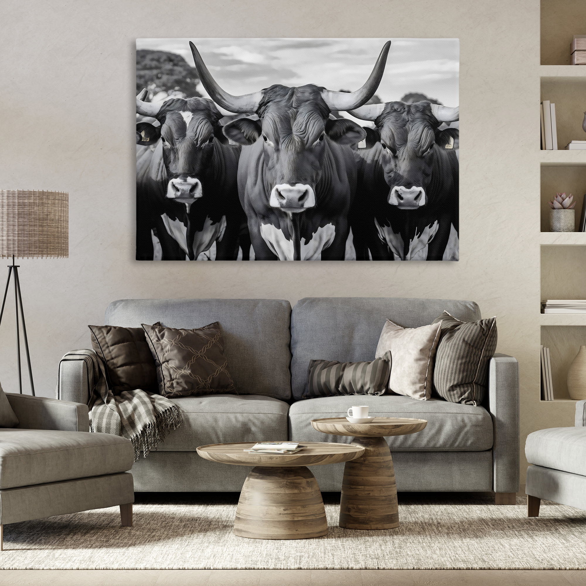 Stupell Industries Three Longhorns in a Row Canvas Wall Art, design by Creative Studio