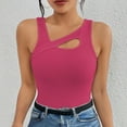 thumbnail image 2 of Débardeurs pour Femmes Découpe devant Col Asymétrique Chemises Sans Manches Tricot Côtelé Hauts Décontractés, 2 of 3