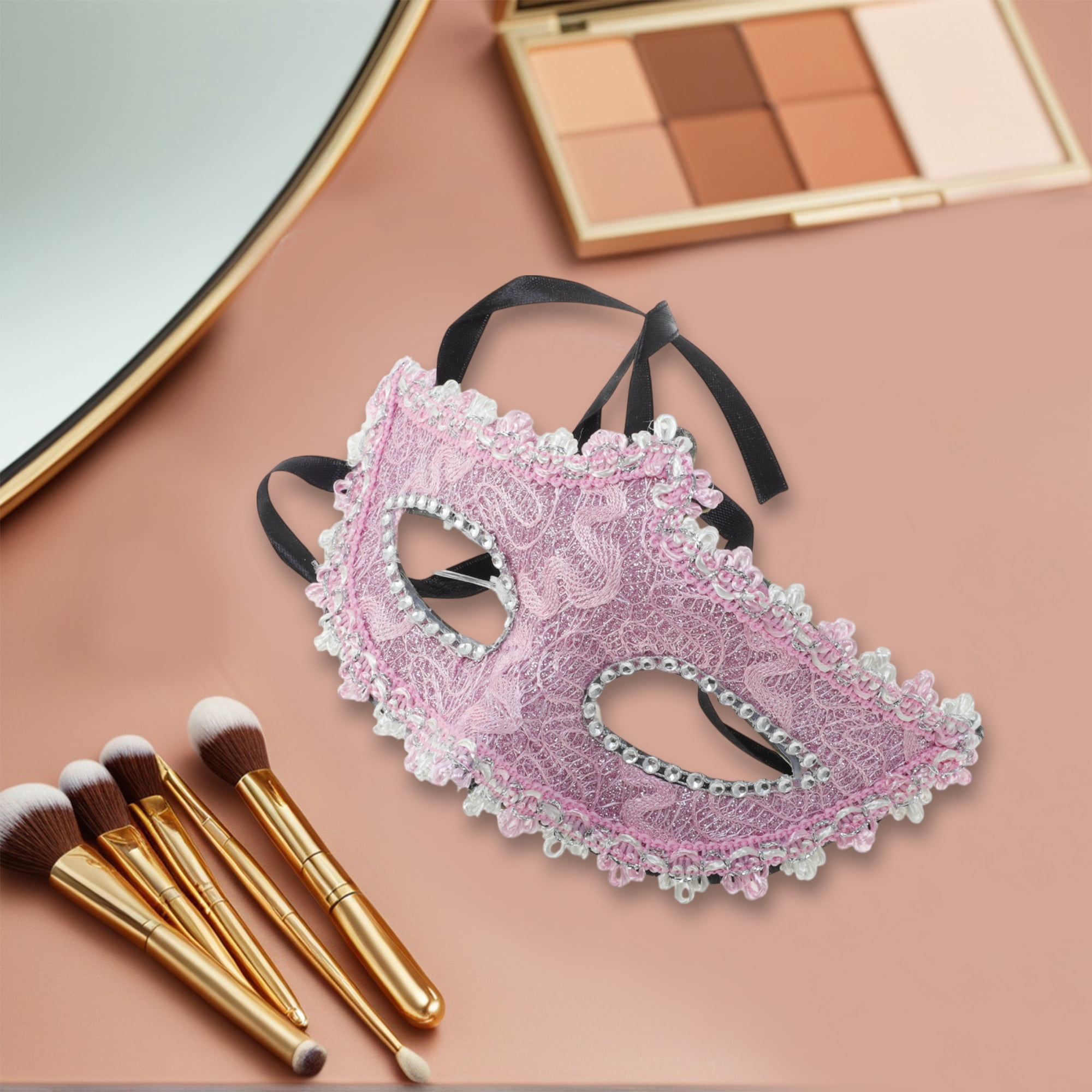 Unique Bargains 1 Box Pointed Head Dragon-Design Half Face Mask Light Pink