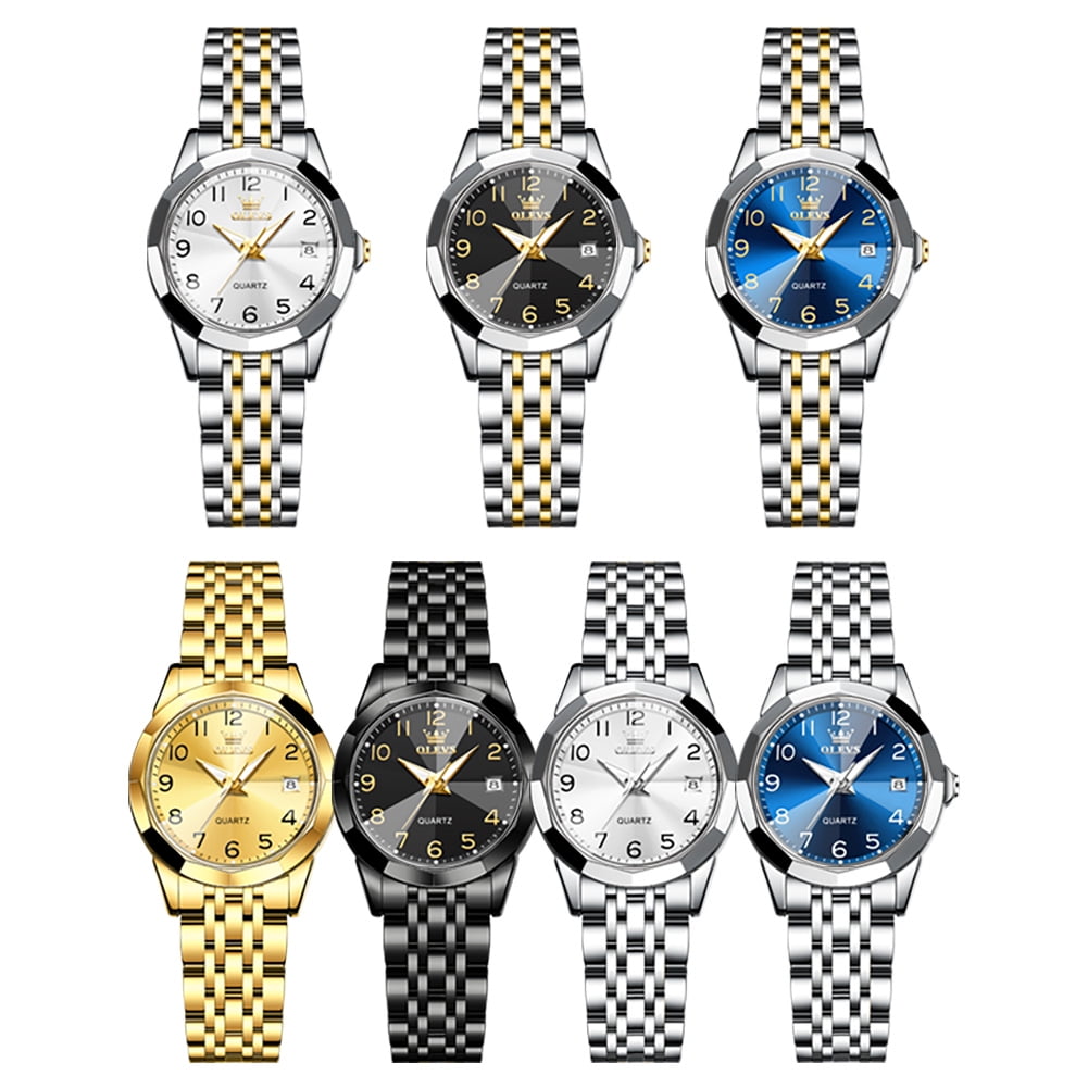 OLEVS Watches for Women Luxury Casual Dress Analog Quartz Digital Date Two Tone Gold Plated Stainless Steel Waterproof Luminous Female Wrist Watch Reloj para Mujer