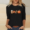 thumbnail image 2 of KIHOUT Hauts en Liquidation, Chemises à Manches 3/4 pour Femmes, Blouse Imprimée Graphique d'Automne, Col Rond, T-shirts Décontractés Amples, Chandails en Molleton, Blouse, 2 of 4