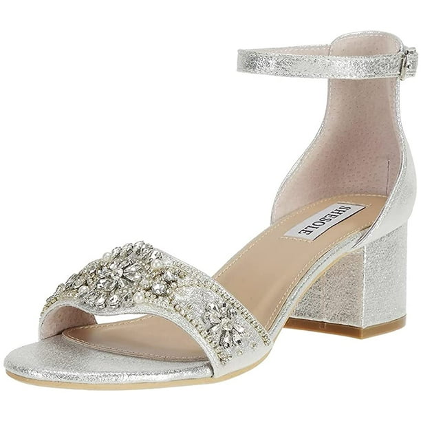 Women s Sparkle Strappy Block Heels Glitter Rhinestones Sandals
