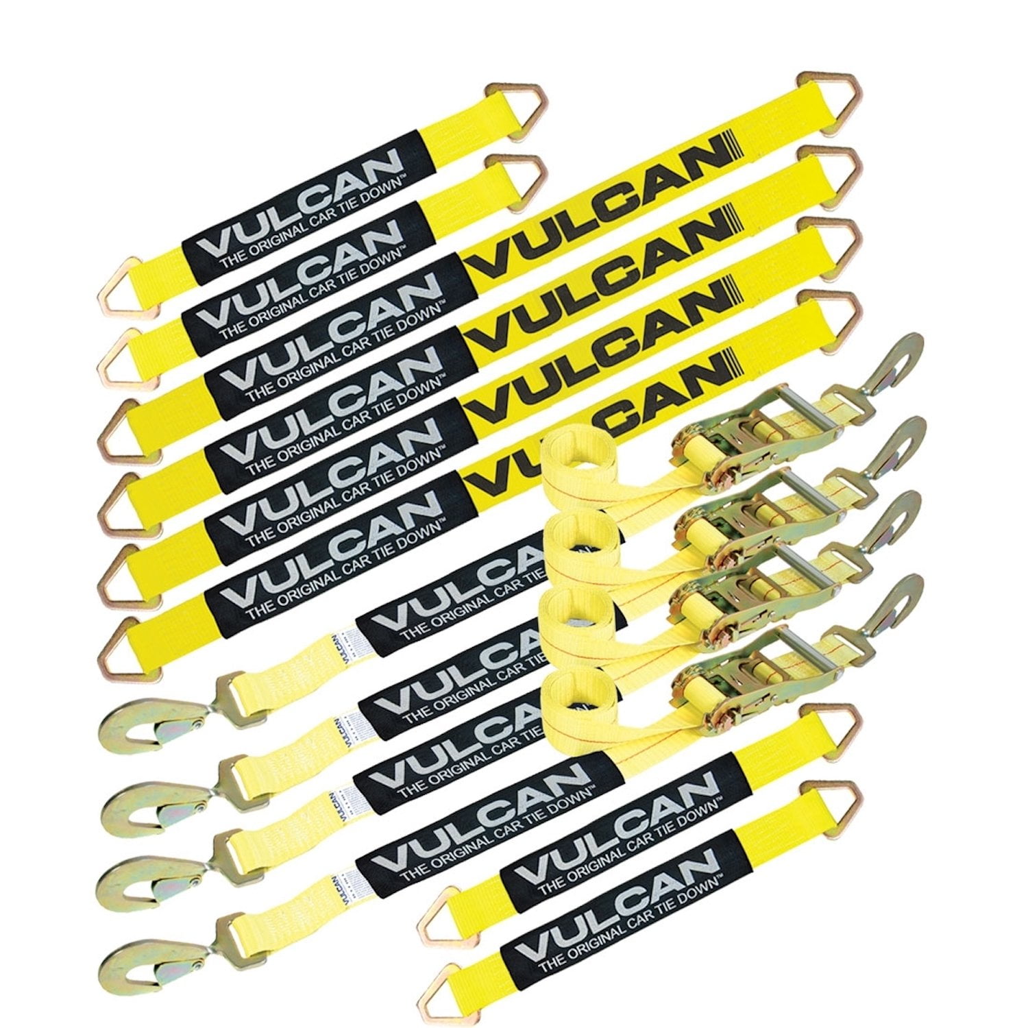 VULCAN Complete Axle Strap Tie Down Kit with Snap Hook Ratchet Straps