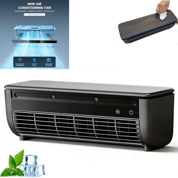 Wireless Charging Air Conditioner, 2026 New Portable Cooling Air Conditioning Fan, No Drilling Kitchen Wall Air Conditioner Fan, Ice Mist Negative Ions, for Cooling in Home, Office, and Bedroom