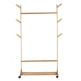 thumbnail image 6 of Wooden Garment Rack Shelf, Heavy Duty Floor Bamboo Clothes Rack Shoes Clothes Storage with Wheels Clothes Hat Pants Hanger Tree for Office Home, 6 of 10