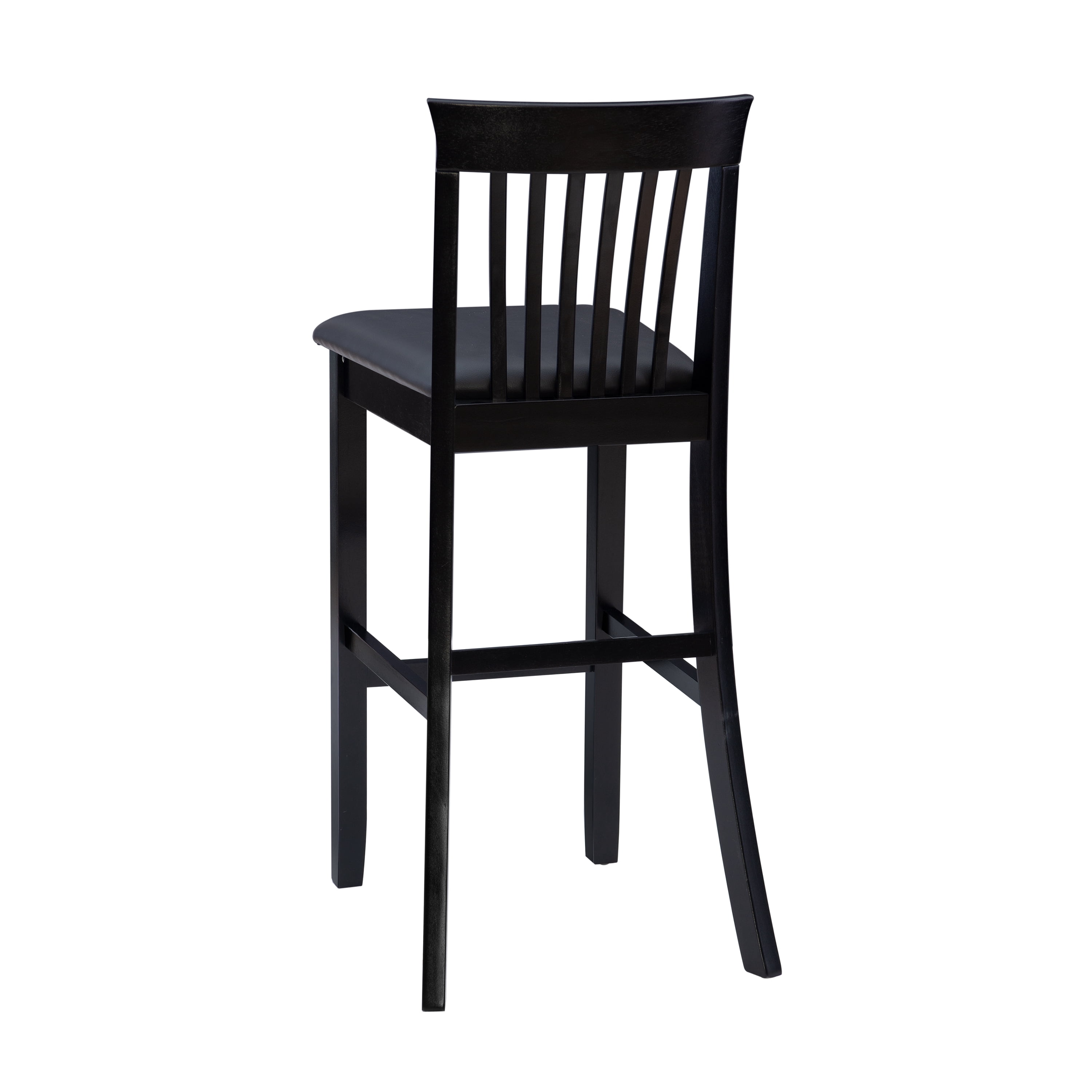 Linon Torino 30" Craftsman Indoor Wood Bar Stool, Black/Black Faux Leather