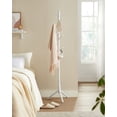 thumbnail image 3 of Perchero de madera maciza con 8 ganchos, 3 opciones de altura, para ropa, sombreros, bolsos, sala de estar, dormitorio, oficina en casa, blanco, 3 of 9