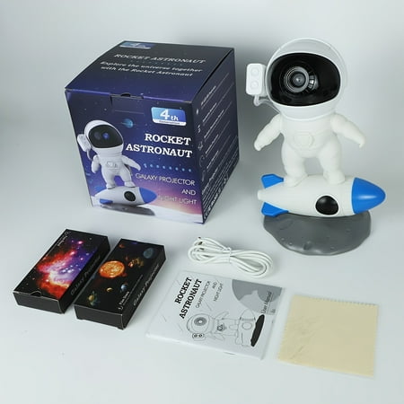 

JZMQWL Rocket Astronaut Projector Night Light - Stunning Lamp with 13 Pieces of Movie Sky Projector 360° Rotation - Perfect for Bedroom Planetarium and Holiday Party Gifts