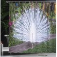 thumbnail image 4 of Ambesonne Peacock Shower Curtain, Tropical Garden Feather, 69"Wx84"L, White Green, 4 of 5