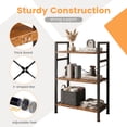 thumbnail image 3 of CONCETTA Bookshelf, 3-Tier Small Industrial Storage Shelf & Shelves, Metal Bookcase for Home Office, Living Room, Rust Brown, 3 of 8