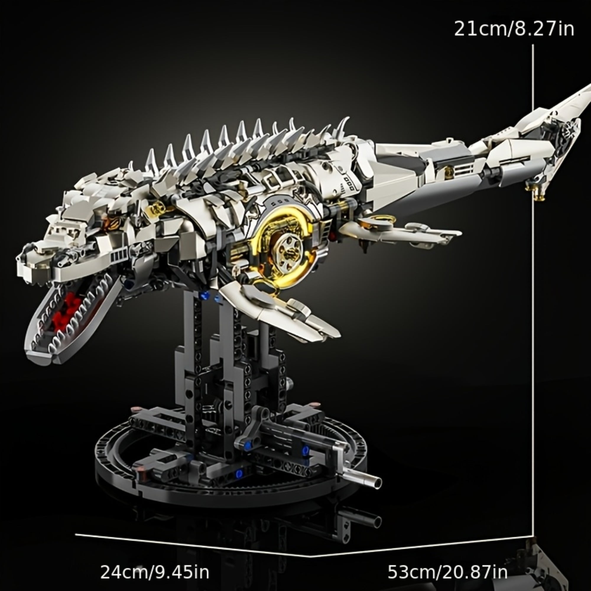 Remocguys Mosasaurus Mechanical Building Set Compatible with Lego&nbsp;Collectible Skeleton Model Kit with Led for Adults Boys 1413pcs