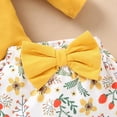 thumbnail image 5 of Coerni Toddler Boys Girls Fall Winter Outfits Long Sleeve Floral Romper + Bow Ruffle Shorts + Headband Clothes Set 2pcs, 5 of 7