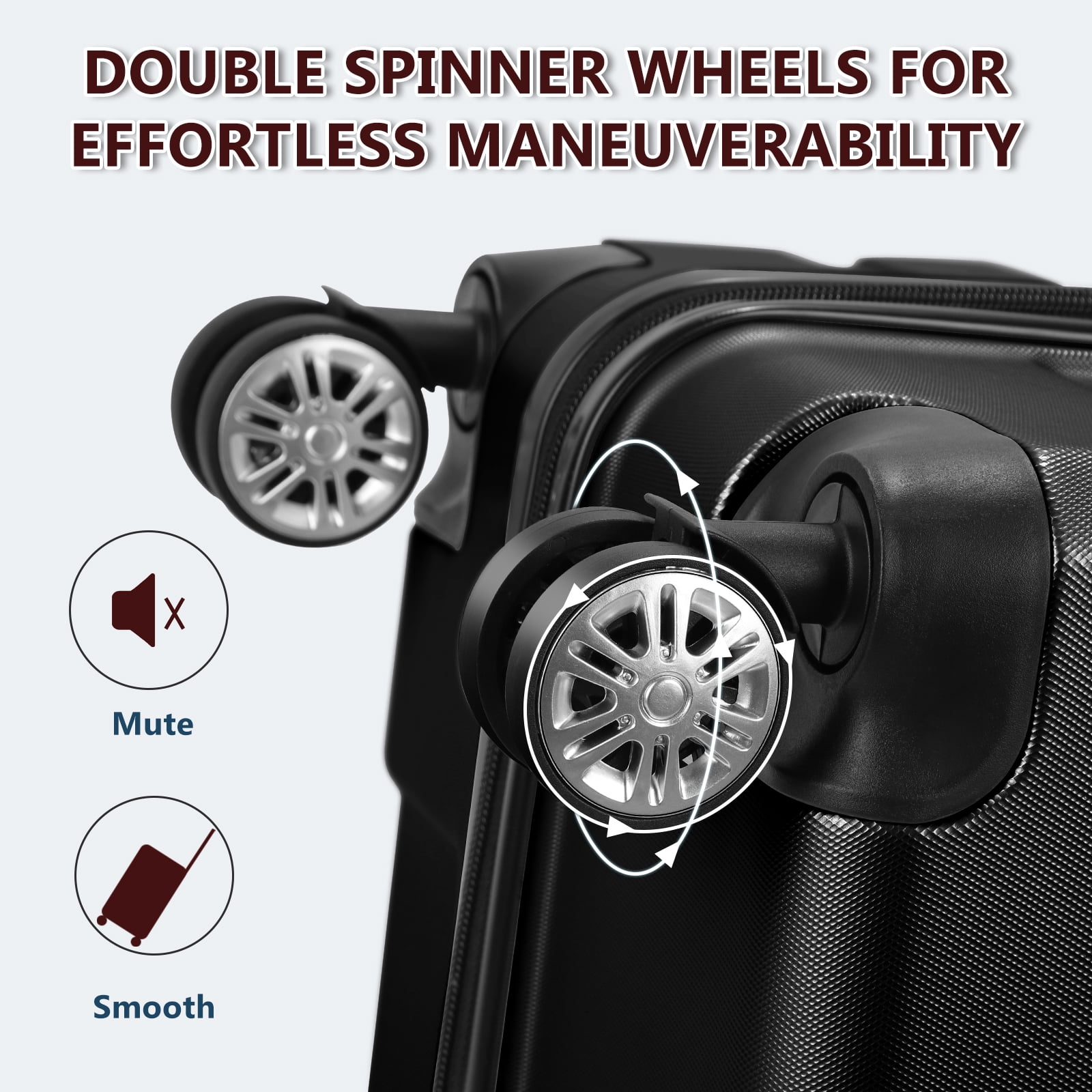 Luggage Sets Hardside Spinner with TSA Lock in Black, 3 Piece