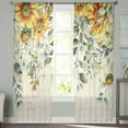 thumbnail image 3 of Sunflowers Semi Sheer Curtains 72 Inch Length 2 Panels Set,Spring Floral Eucalyptus Leaves Summer Botanical Sheer Kitchen Curtain Privacy Voile Window Curtain for Living Room Rod Pocket Drapes, 3 of 7