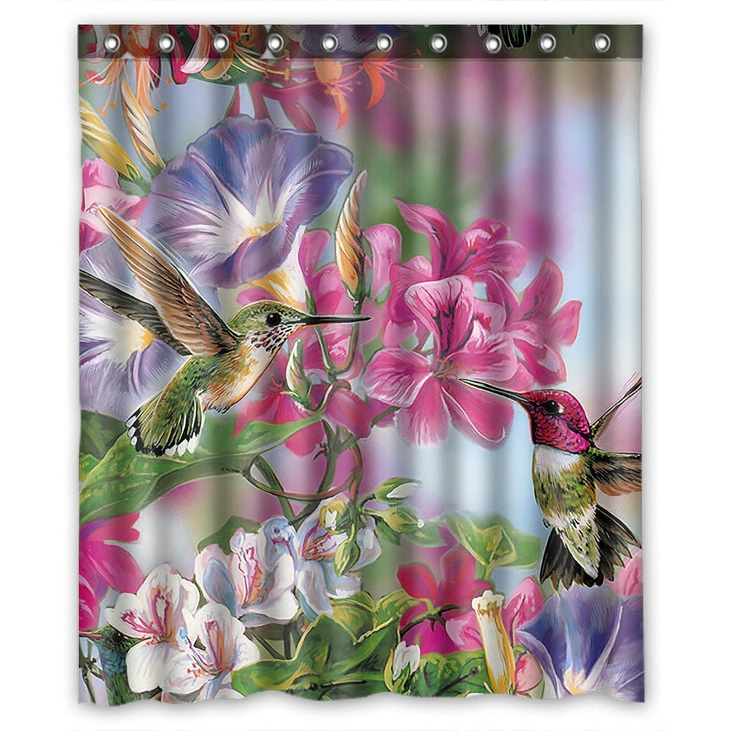 GCKG Hummingbird Bathroom Shower Curtain, Shower Rings Included 100 Polyester Waterproof Shower