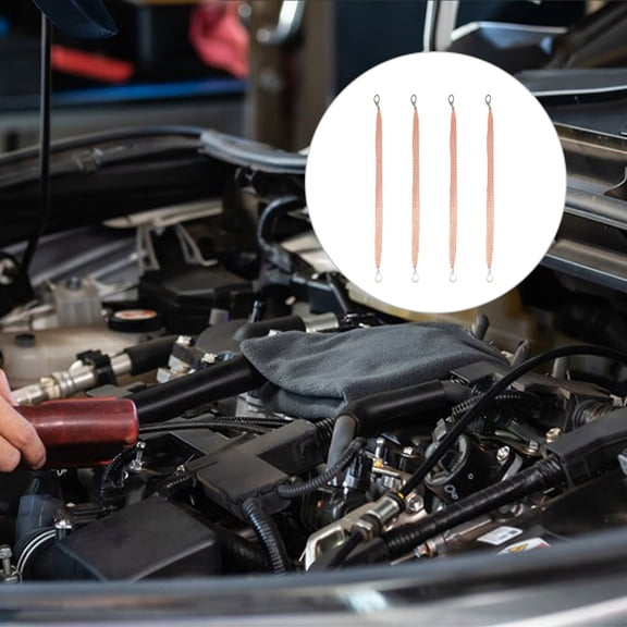 Raindrops 4Pcs Braided Copper Automotive Ground Strap Kit Engine Ground Straps Wire Connectors for Most Cars