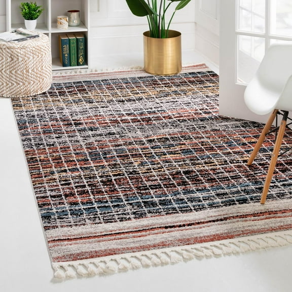 Unique Loom Aramis Collection Area Rug - Oliver (5' 3" x 8' Rectangle Multi/Black)