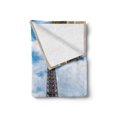 thumbnail image 2 of Paris Soft Flannel Fleece Blanket, Antique Golden Yellow Toned Sculptures Clouds Sky and Iconic Eiffel Tower Print, Cozy Plush for Indoor and Outdoor Use, 50" x 60", Blue and Yellow, by Ambesonne, 2 of 6