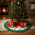 thumbnail image 5 of 47 Inch Christmas Tree Skirt With Santa Claus & Snowmen - Large Polyester Mat Ornament for New Year Indoor Outdoor Party Decoration, 5 of 9