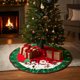 thumbnail image 5 of CaiYueKe Christmas Tree Skirt, 47 Inch Rustic Tree Skirt Ornaments Buffalo Plaid Xmas Tree Skirt Mat with Santa Snowman Deer Pattern for Decorations Holiday Party Indoor Outdoor, 5 of 9