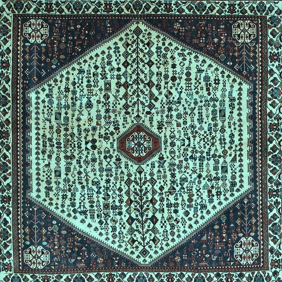 Ahgly Company Indoor Square Persian Light Blue Traditional Area Rugs, 4' Square