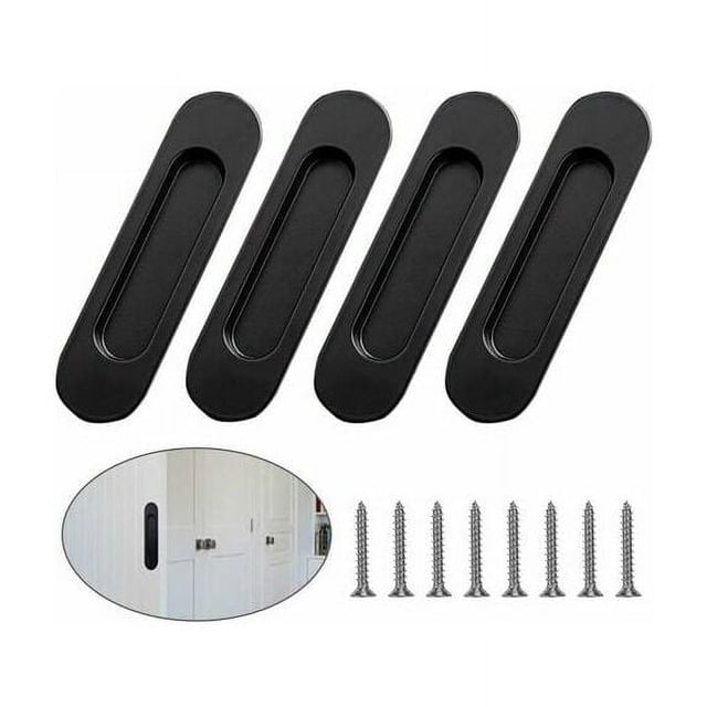 Sliding Barn Door Handle, Ergonomic Structural Design, Premium Zinc Alloy Material for Solid Durability, Suitable for Interior & Exterior Doors (Pack of 4)