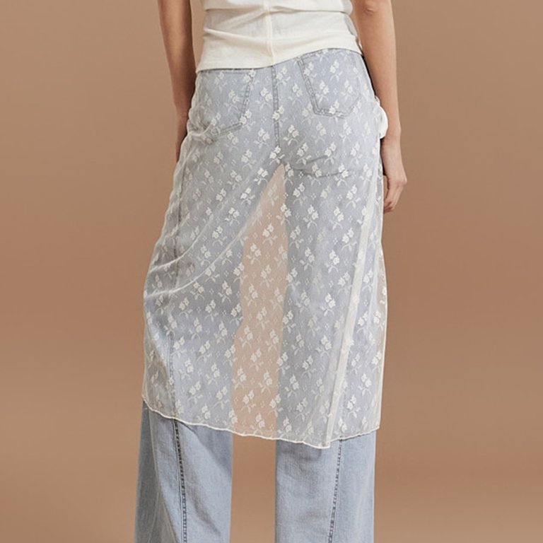 KelaJuan Womer Lace Half Slip Skirt Sheer Floral Lace Tie up