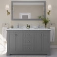 thumbnail image 2 of Wyndham Collection 60" Square Sinks Wood Double Bathroom Vanity in Gray, 2 of 6