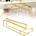 thumbnail image 2 of Wine Glass Holder, No Drilling Under Cabinet Stemware Rack Hanger, Rustproof Metal Hanging Goblet Storage Organizer, Space-Saving Glass Drying Holder for Bar Cabinet, Fits Champagne Glasses, Gold, 2 of 4