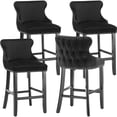 thumbnail image 4 of Bar Stool Set of 4, 26" Counter Height Bar Stools with Back, LEGAHOME Velvet Upholstered Black Bar Stool with Button Tufted & Wooden Legs, Bar Stools Chair for 35-39" Kitchen Island Counter, 4 of 12