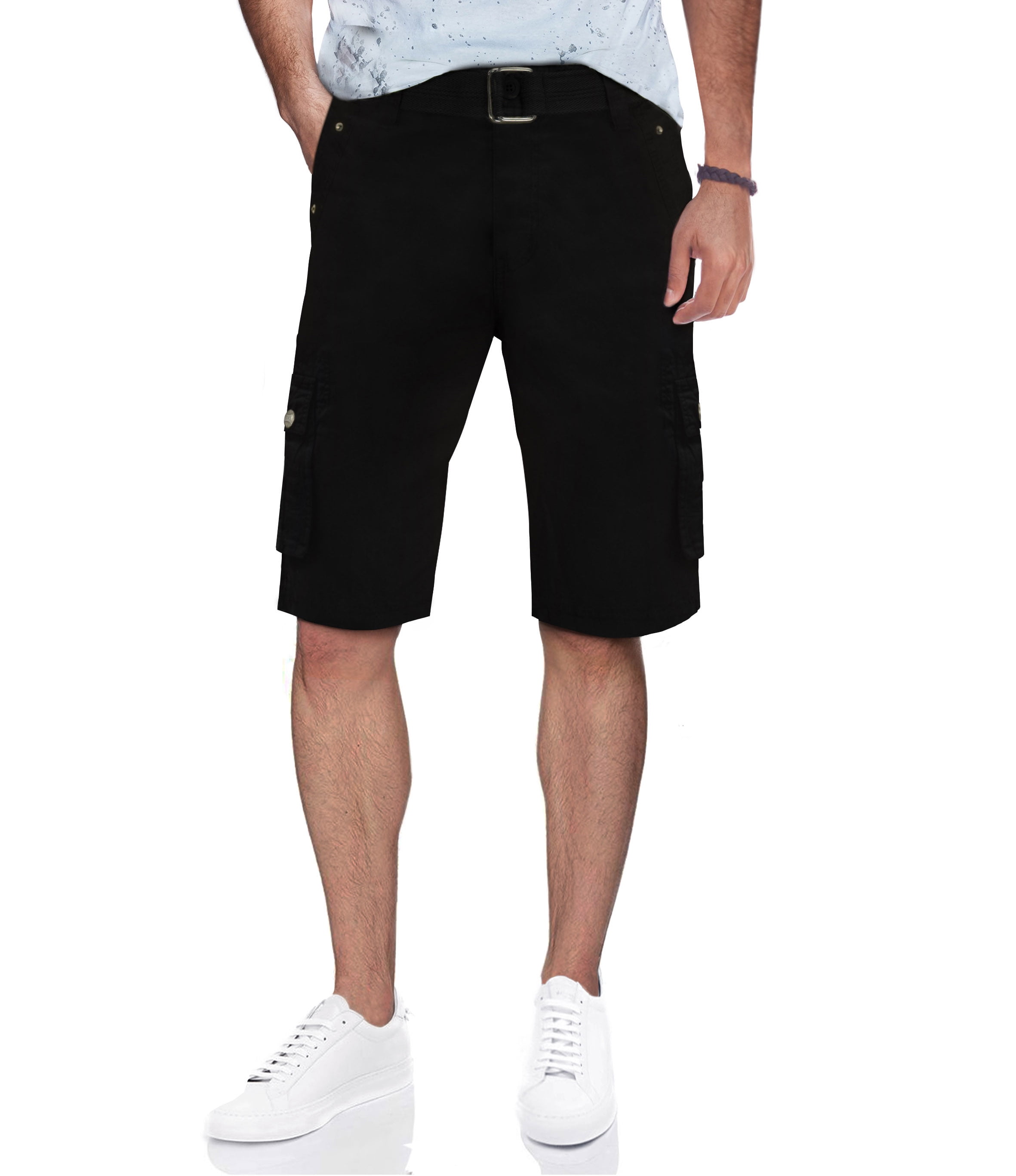 RawX Men's Belted Cargo Shorts With Double Snap Pockets