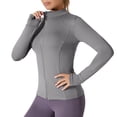 thumbnail image 2 of UKHCCC Plus Size Women's Athletic Zip Up Jacket UPF 50+ Sun Protection Long Sleeve Yoga Workout Shirts Slim Fit Running Tops with Thumbholes S-2XL, 2 of 5