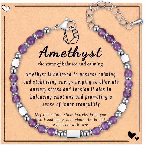 Bracelet for Women, Healing Nature Stone Jewelry for Women, Unique Gift Ideas with Inspirational Card, Easter Basket Stuffers