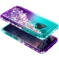 thumbnail image 3 of Nagebee Case for Samsung Galaxy S9 with Screen Protector (3D Curved Full Coverage), Glitter Sparkle Liquid Floating Diamond Bling [Ring Holder & Wrist Strap] Women Cute Case (Aqua/Purple), 3 of 6