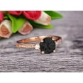 thumbnail image 4 of Black Diamond Moissanite Engagement Ring With Solid 10k Rose Gold Promise Ring Round Cut 1.75 Carat Art Deco, 4 of 6