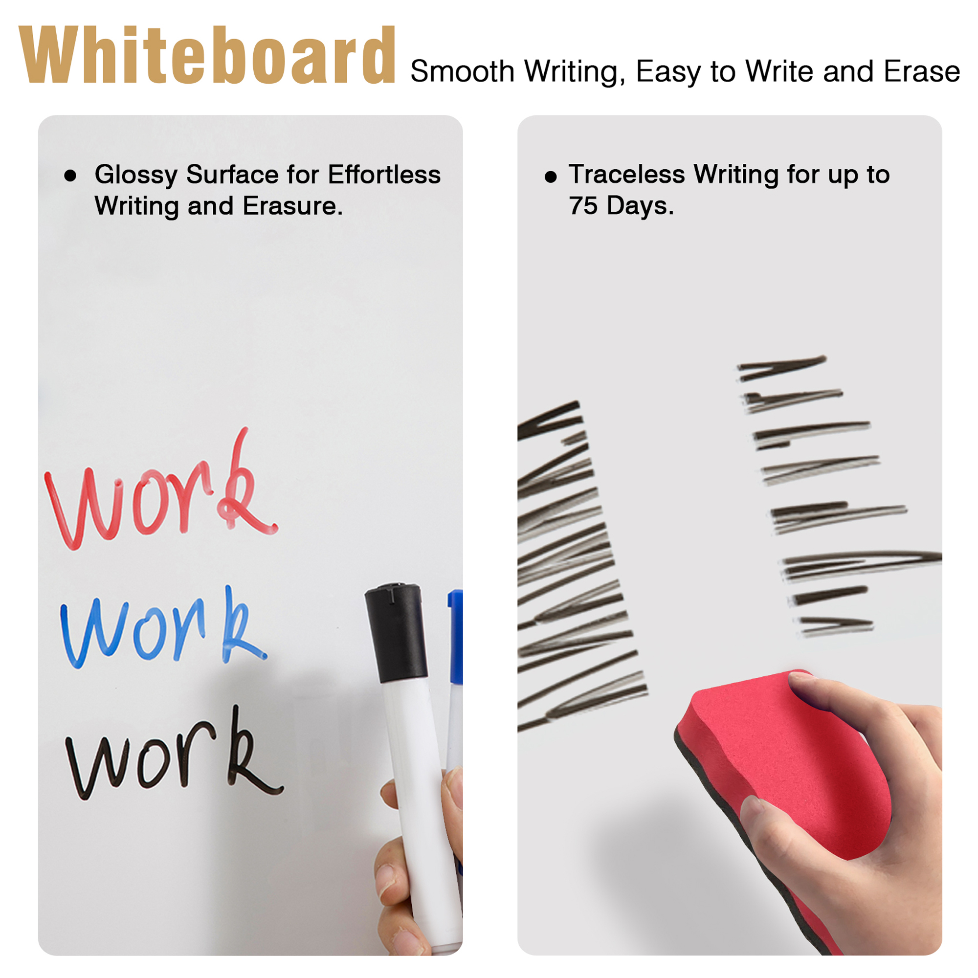 TOWON Double-Sided Mobile Whiteboard - 48"x36" Large Height Adjustable Magnetic Dry Erase Board on Wheels, 360° Rolling Office White Board Pizarra - Sliver