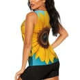 thumbnail image 3 of Fuzoiu Golden Sunflower in Blue Print Women's Workout Tank Top,Athletic Racerback Sports Tank,Tops Sleeveless Running Loose Fit Yoga Tops,Active Shirts for Yoga, Running, and Gym-XX-Large, 3 of 7