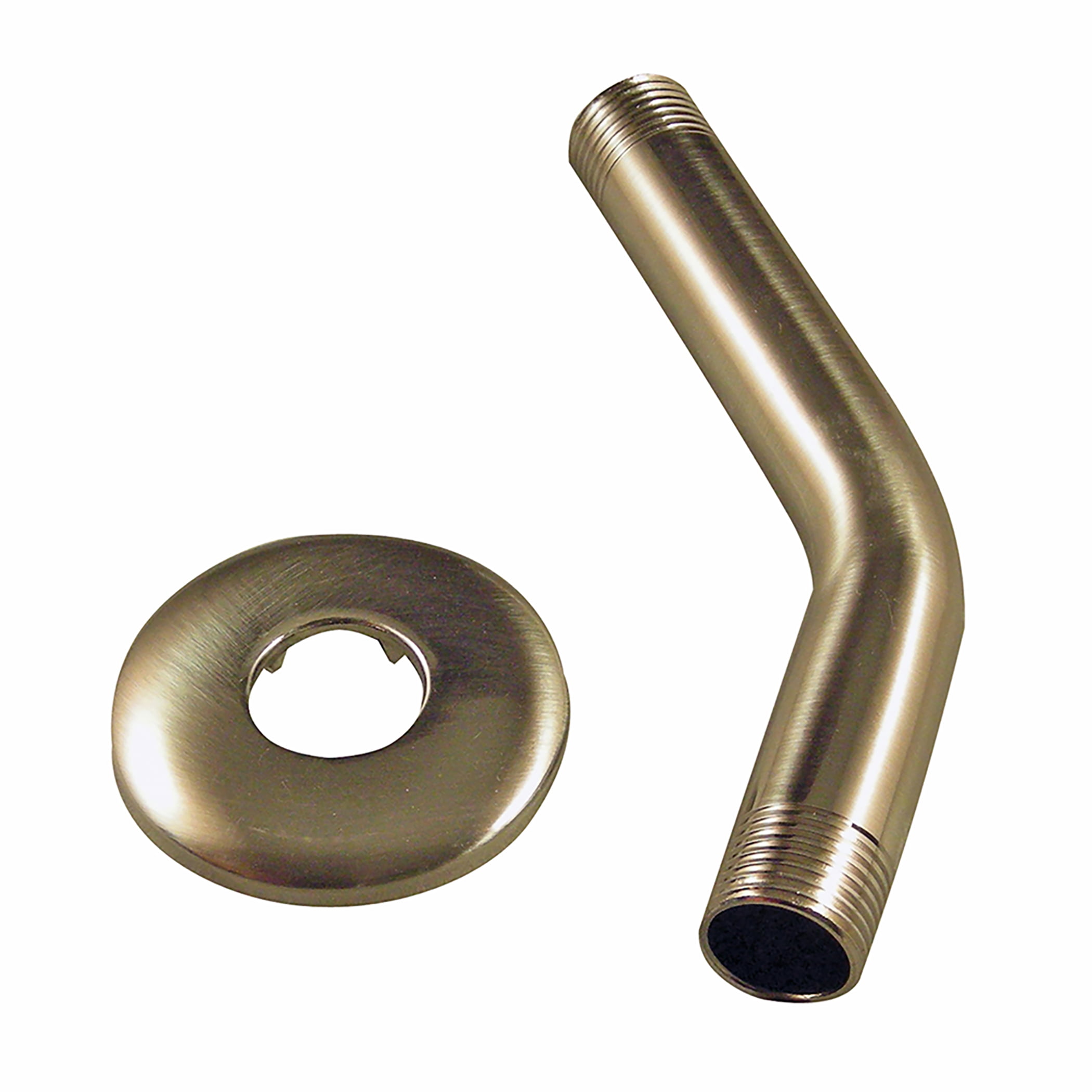 Shower Arm and Flange Brushed Nickel 6 in Male IPS L x 1/2 in 