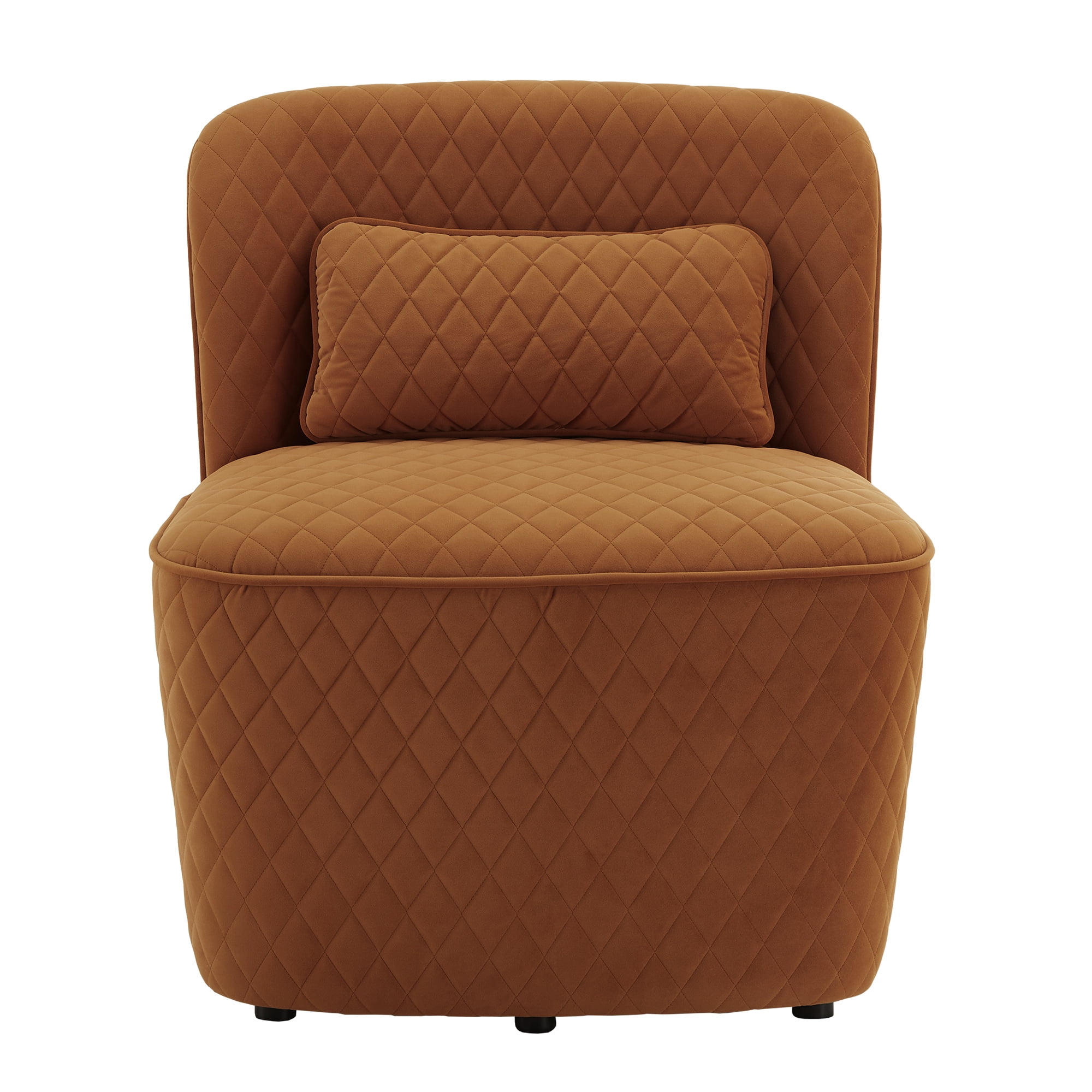 Weston Home Milner Quilted Diamond Fabric Accent Chair with Ottoman, Orange