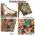 thumbnail image 6 of WellSize Plus Size Womens Tunic Tops 3/4 Sleeve Dressy Fall Blouses Casual V Neck Floral Shirts Tunics for Leggings, 6 of 8