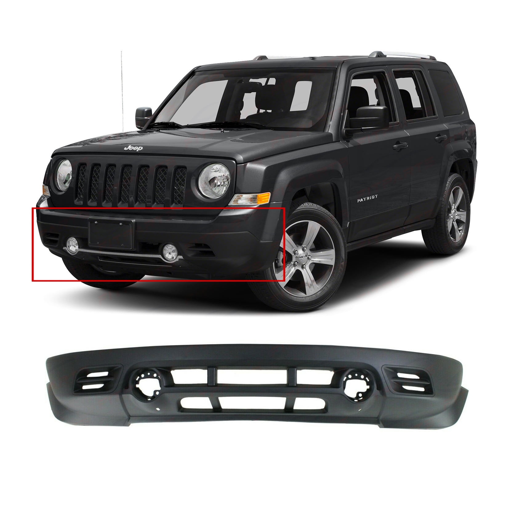 Garage-Pro Bumper Cover Compatible with 2011-2017 Jeep Patriot Front Upper and Lower CAPA