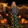 thumbnail image 2 of Trgacdwlo Halloween Pajama Pants Fuzzy Spooky Season Wide Leg Flannel Pajama Pants Women Elastic Waist Winter Cozy Warm Womens Lounge Pants, 2 of 6