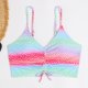 thumbnail image 4 of Traje de baño de 2 piezas para mujer, trajes de baño para mujer, traje de baño casual de moda para mujer, bikini estampado con pliegues planos y huecos, 4 of 5