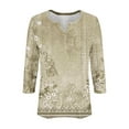 thumbnail image 4 of Utoimkio Plus Size Tops for Women 3/4 Sleeve V Neck T Shirts Spring Fall Casual Floral Print Tee Blouses for Women, 4 of 5