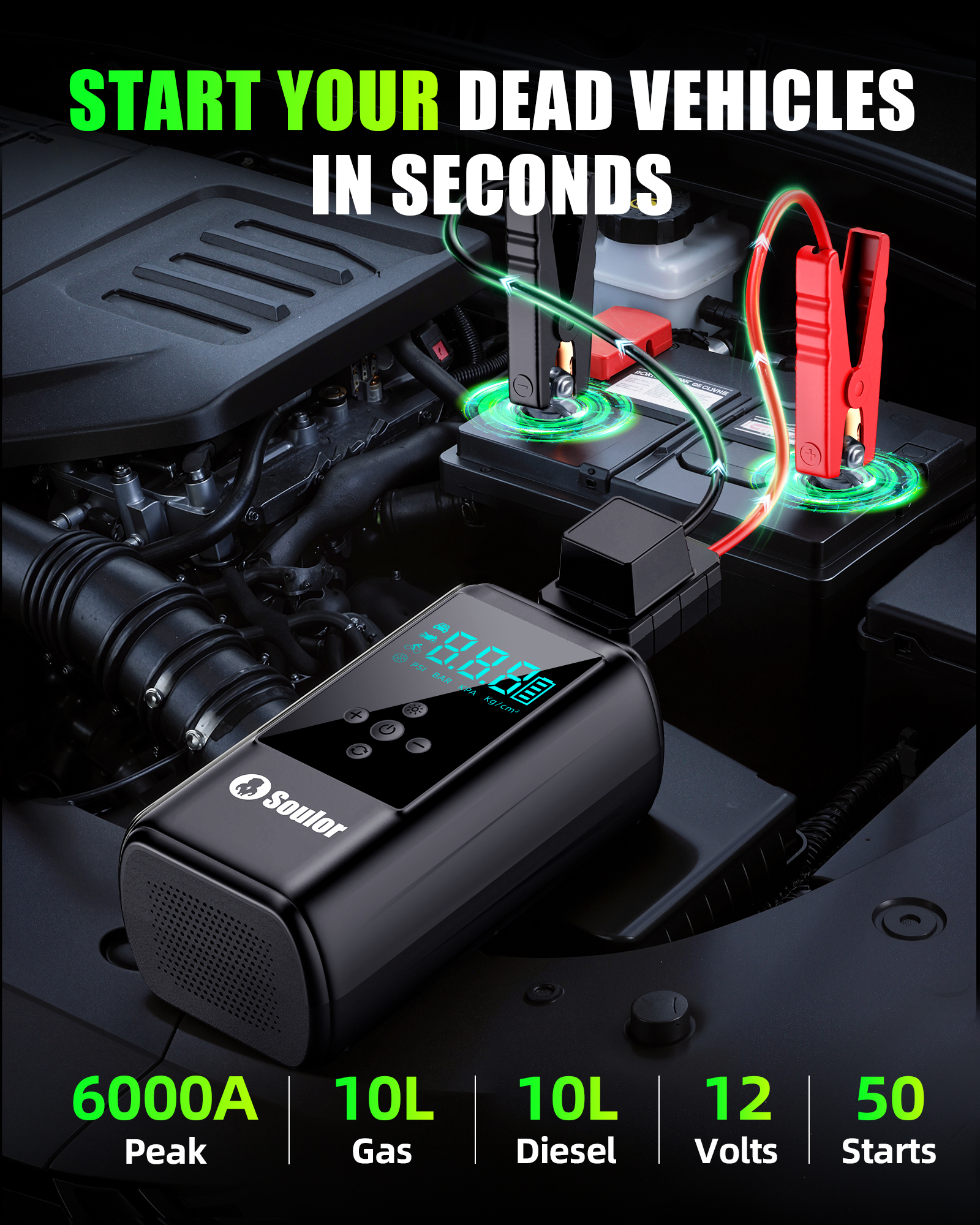 Soulor 6000A Jump Starter with Air Compressor photo 2