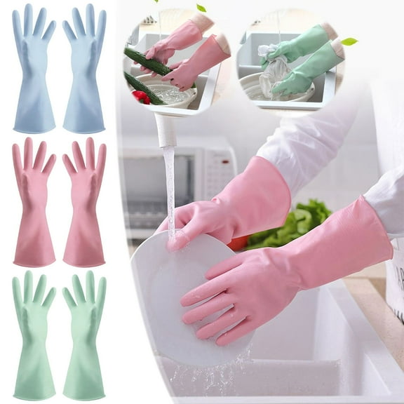 Kugisaki Rubber Cleaning Gloves for Dishwashing, Reusable Kitchen Gloves for Washing Dishes and Household Cleaning, Dish Gloves with Non-Slip Grip, Pefect for Woman Men(Size L)