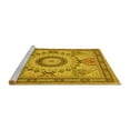 thumbnail image 2 of Ahgly Company Machine Washable Indoor Round Medallion Yellow Traditional Area Rugs, 5' Round, 2 of 4