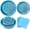 Light Blue, variant on 75 Pcs Light Blue Iridescent Tableware Set. With holographic dot plates and napkins, great for baby showers and parties.
