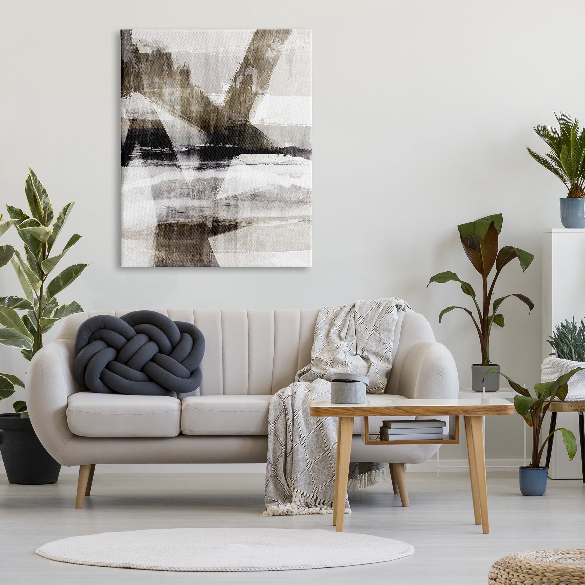Stupell Industries Modern Layered Streaked Geometric Lines Graphic Art Gallery Wrapped Canvas Print Wall Art, Design by Nina Blue